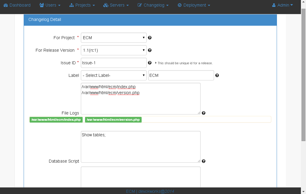 Download web tool or web app ECM [Ease Changelog Manager]